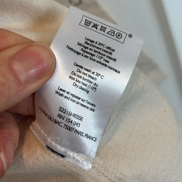 Sezane Cream Ruffle Blouse (Denim material) 38 - Picture 5 of 8